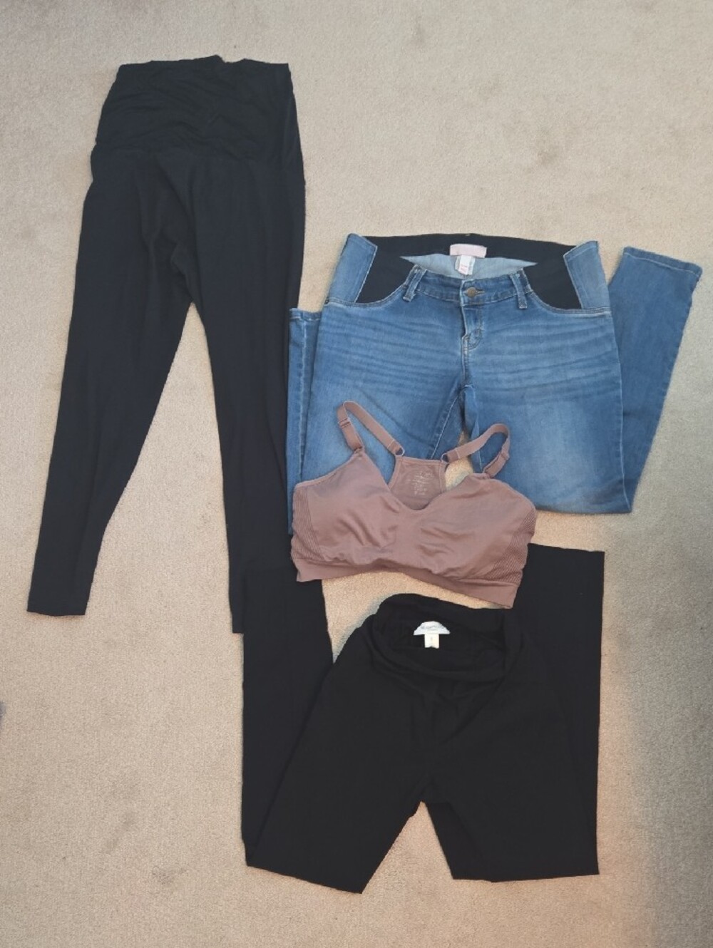 Motherhood Maternity Bundle (3 Pants, 1 Nursing Bra) Size Medium & Large